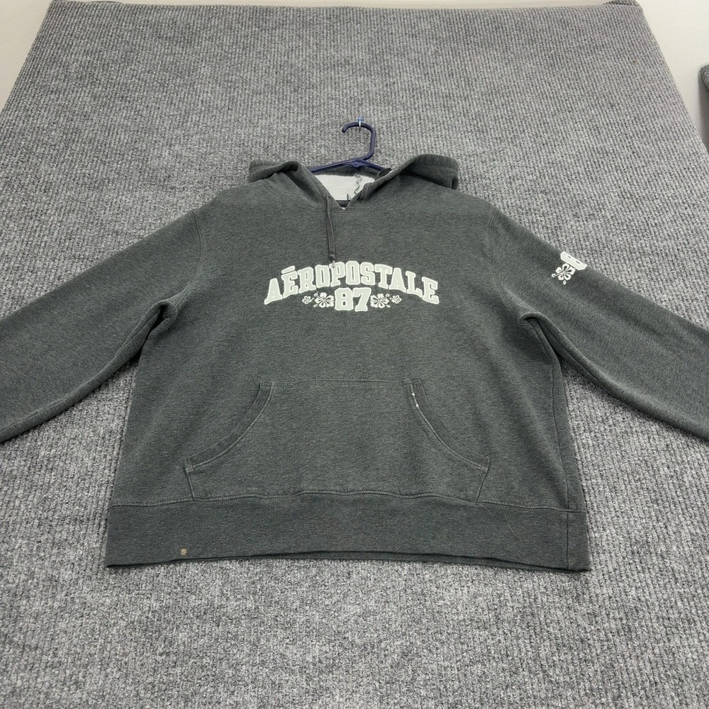 Aeropostale Hoodie Women‎ XL Gray Cotton Graphic Tomboy Fit Y2K Casual